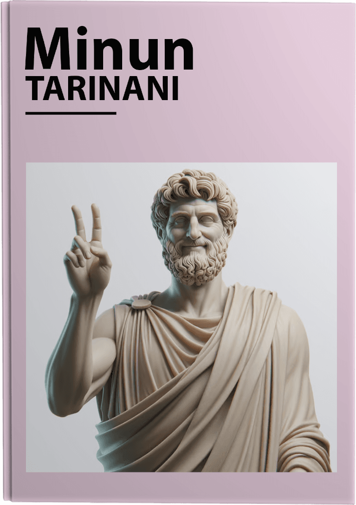 Kreikkalainen patsas hymylee ja näyttää kädellään voitonmerkkiä.